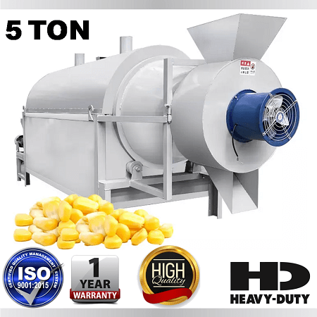 five Ton capacity electric heat source best copra, coconut, maize, grain, cotton seed, pumpkin seed, river sand, corn cob, sawdust, soybean, rice, paddy, groundnut, peanut, chilli rotary drum dryer roaster drying machine for sale low cost manufacturer price in india